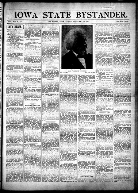 Iowa state bystander. volume 19, number 37, February 21, 1913