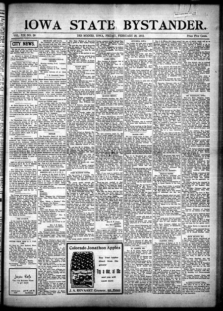 Iowa state bystander. volume 19, number 38, February 28, 1913