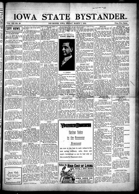 Iowa state bystander. volume 19, number 39, March 07, 1913