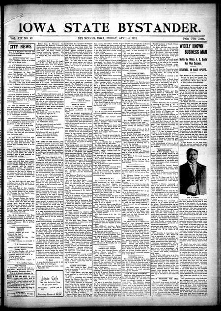 Iowa state bystander. volume 19, number 43, April 04, 1913