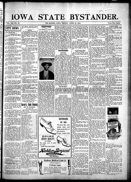 Iowa state bystander. volume 19, number 46, April 25, 1913