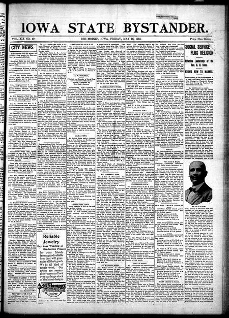 Iowa state bystander. volume 19, number 49, May 16, 1913