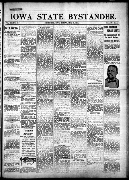 Iowa state bystander. volume 19, number 50, May 23, 1913