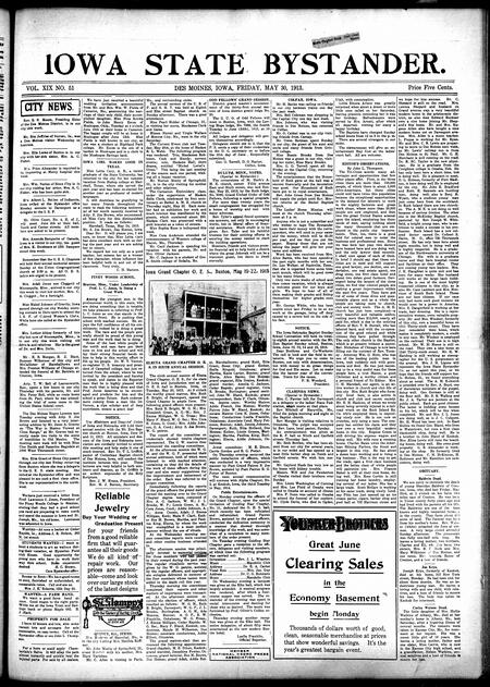 Iowa state bystander. volume 19, number 51, May 30, 1913