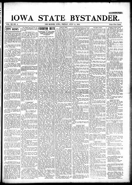 Iowa state bystander. volume 20, number 04, July 11, 1913