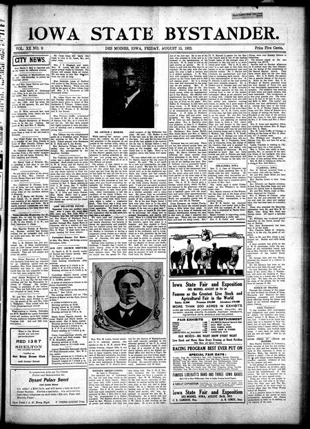 Iowa state bystander. volume 20, number 09, August 15, 1913