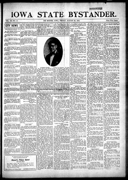 Iowa state bystander. volume 20, number 11, August 29, 1913