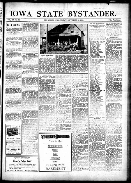 Iowa state bystander. volume 20, number 15, September 26, 1913