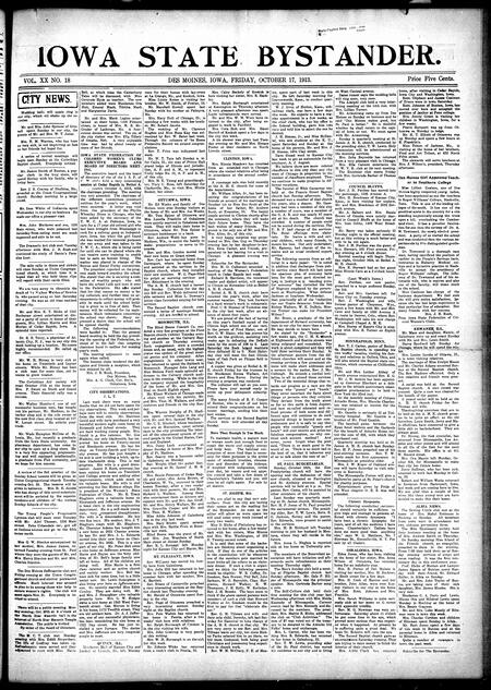 Iowa state bystander. volume 20, number 18, October 17, 1913