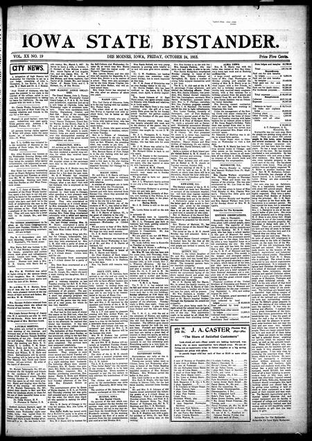 Iowa state bystander. volume 20, number 19, October 24, 1913