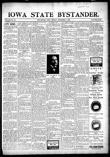 Iowa state bystander. volume 20, number 24, December 05, 1913