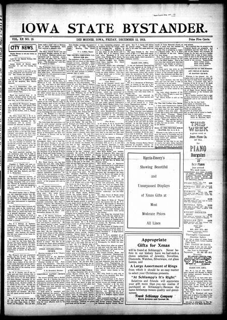 Iowa state bystander. volume 20, number 25, December 12, 1913