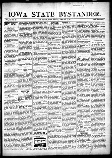 Iowa state bystander. volume 20, number 28, January 02, 1914