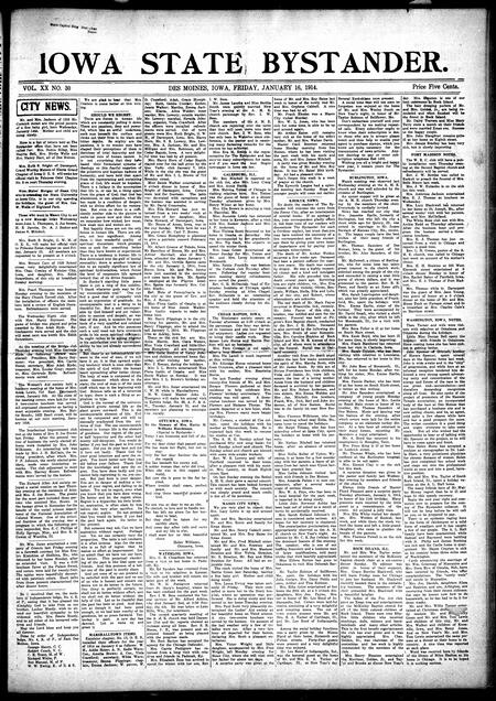 Iowa state bystander. volume 20, number 30, January 16, 1914
