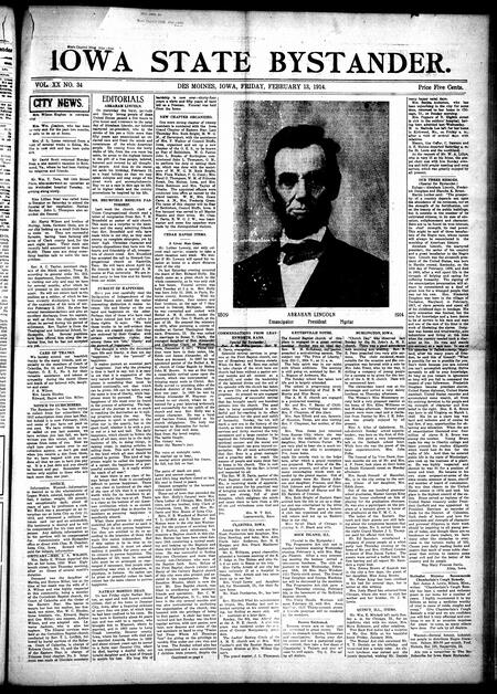 Iowa state bystander. volume 20, number 34, February 13, 1914