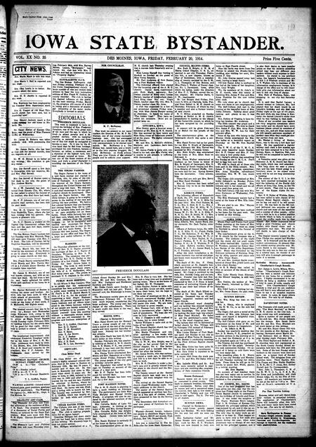 Iowa state bystander. volume 20, number 35, February 20, 1914