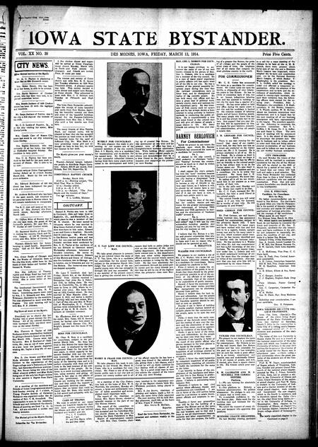 Iowa state bystander. volume 20, number 38, March 13, 1914