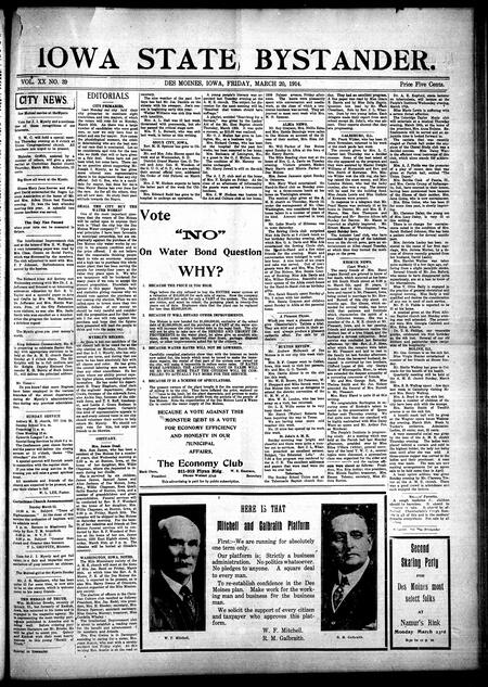 Iowa state bystander. volume 20, number 39, March 20, 1914