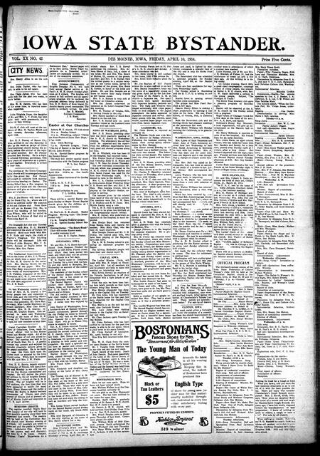 Iowa state bystander. volume 20, number 42, April 10, 1914