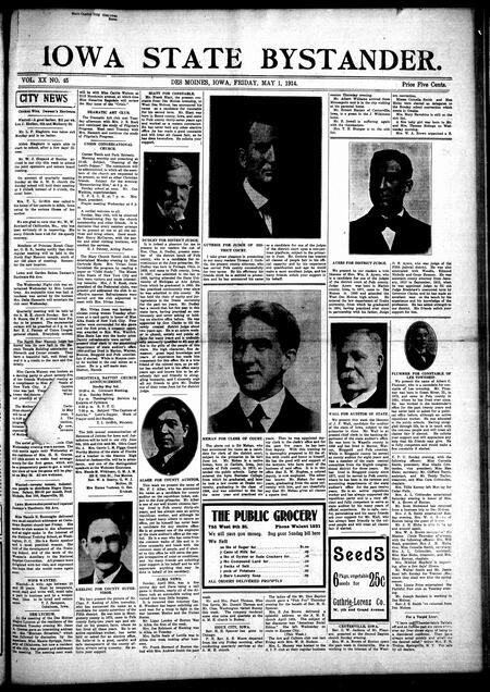 Iowa state bystander. volume 20, number 45, May 01, 1914