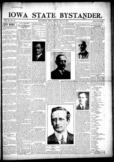 Iowa state bystander. volume 20, number 49, May 29, 1914
