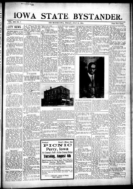 Iowa state bystander. volume 21, number 07, July 31, 1914
