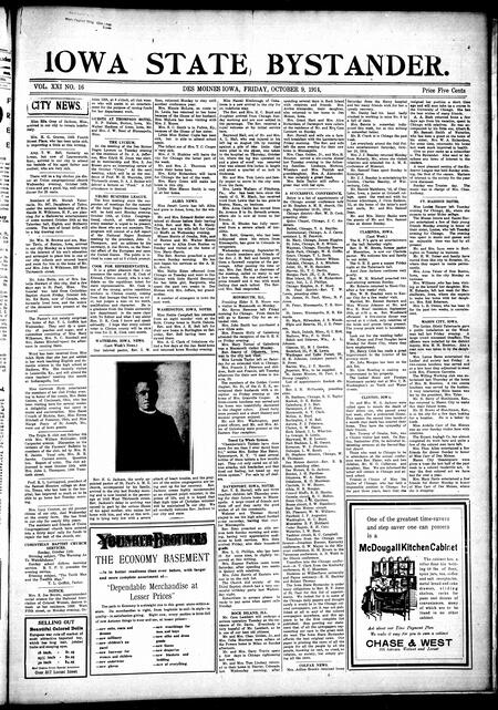 Iowa state bystander. volume 21, number 16, October 09, 1914
