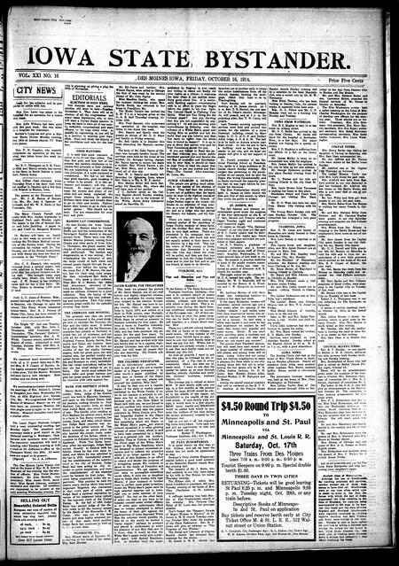 Iowa state bystander. volume 21, number 16, October 16, 1914