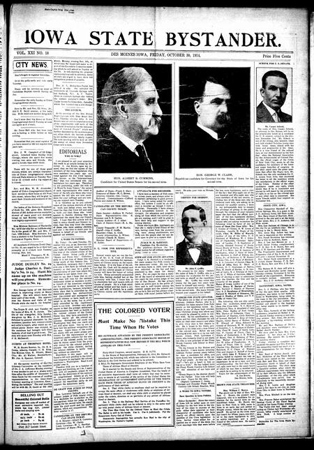 Iowa state bystander. volume 21, number 18, October 30, 1914