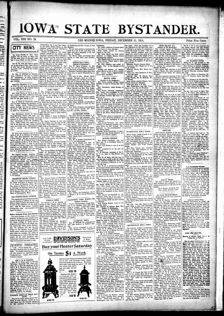 Iowa state bystander. volume 21, number 24, December 11, 1914