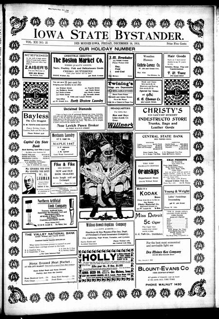 Iowa state bystander. volume 21, number 25, December 18, 1914