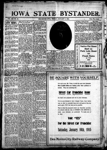 Iowa state bystander. volume 22, number 28, January 8, 1915