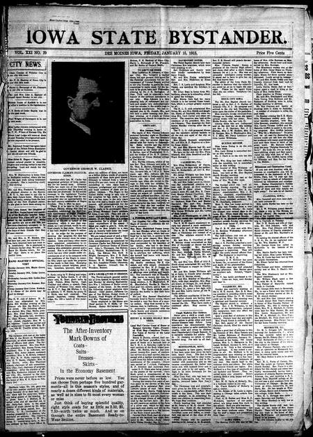 Iowa state bystander. volume 22, number 29, January 15, 1915