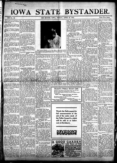Iowa state bystander. volume 22, number 43, April 23, 1915