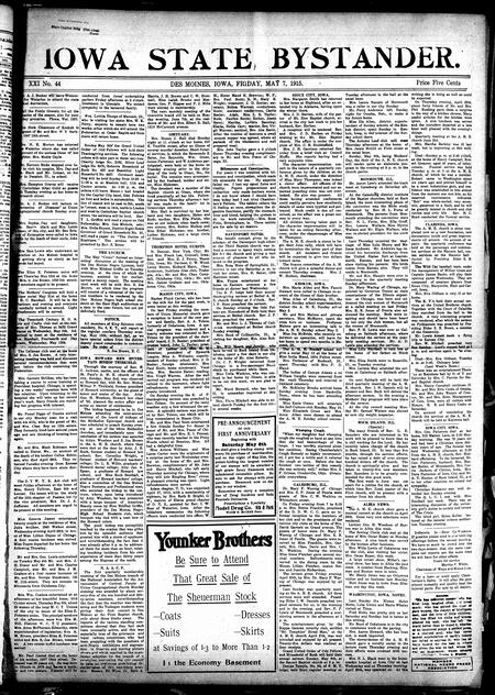 Iowa state bystander. volume 22, number 45, May 7, 1915