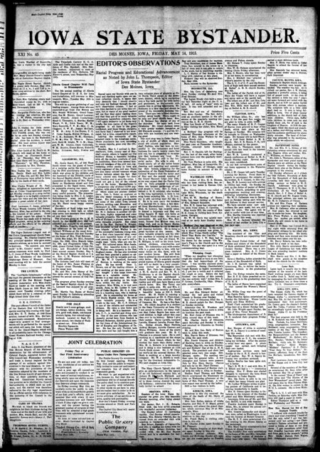 Iowa state bystander. volume 22, number 46, May 14, 1915