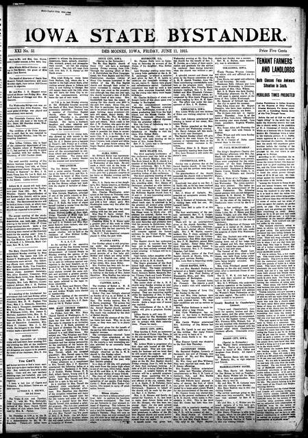Iowa state bystander. volume 22, number 51, June 11, 1915