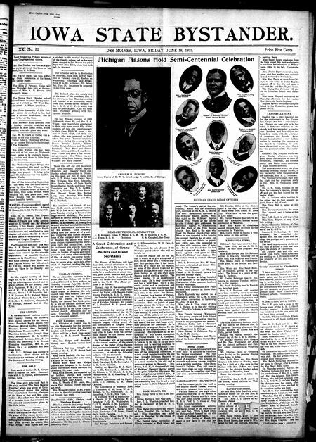 Iowa state bystander. volume 22, number 52, June 18, 1915