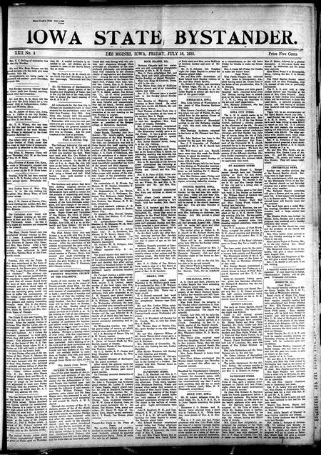 Iowa state bystander. volume 22, number 4, July 16, 1915