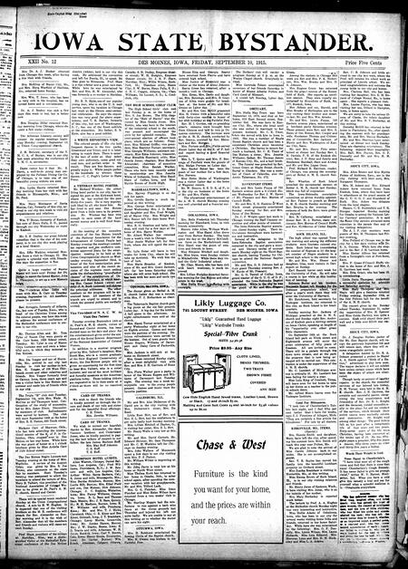 Iowa state bystander. volume 22, number 12, September 10, 1915