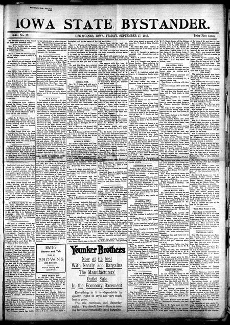Iowa state bystander. volume 22, number 13, September 17, 1915