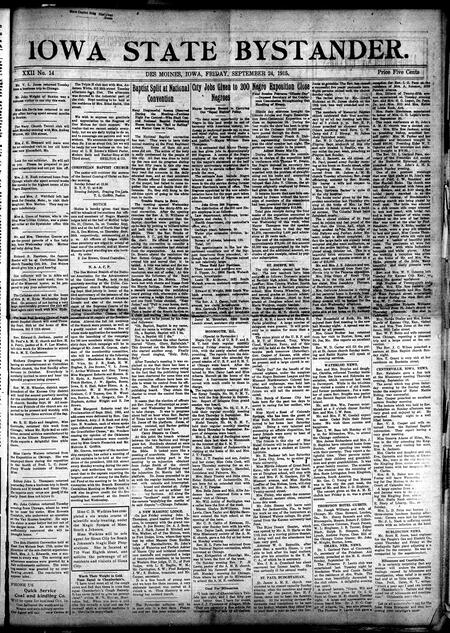 Iowa state bystander. volume 22, number 14, September 24, 1915