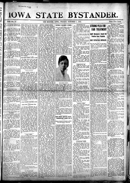 Iowa state bystander. volume 22, number 15, October 1, 1915