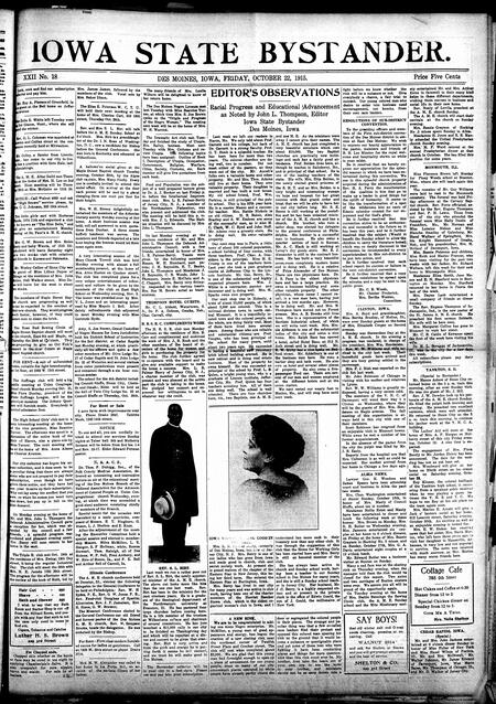 Iowa state bystander. volume 22, number 18, October 22, 1915