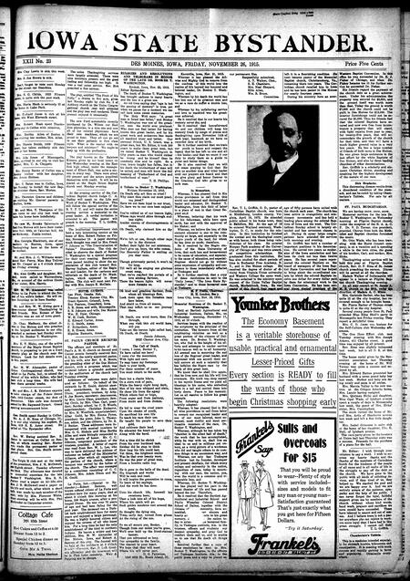 Iowa state bystander. volume 22, number 23, November 26, 1915