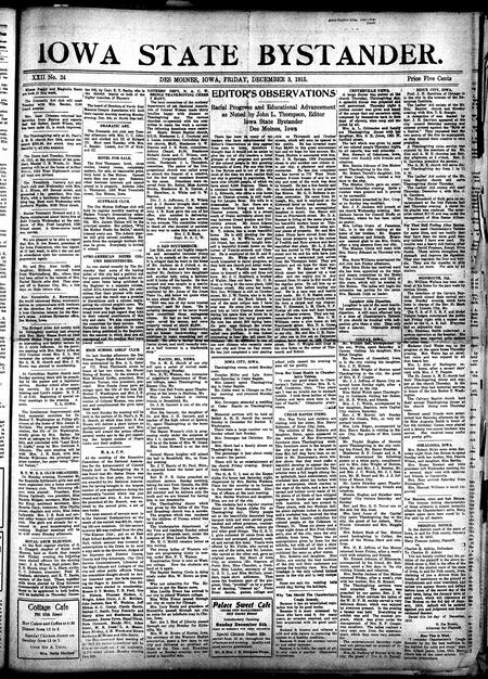 Iowa state bystander. volume 22, number 24, December 3, 1915