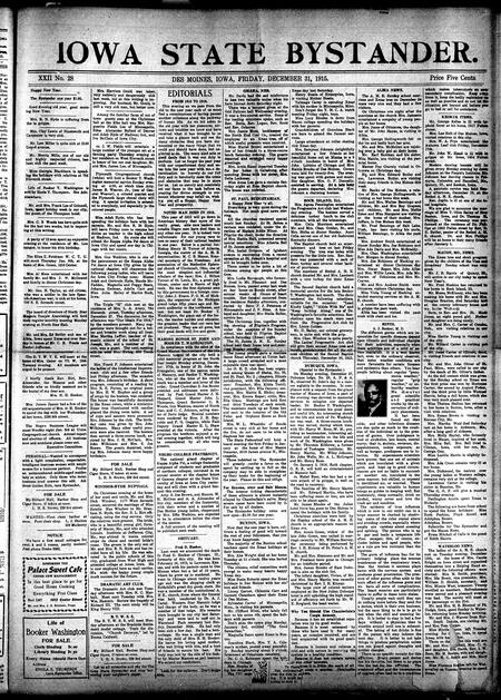 Iowa state bystander. volume 22, number 28, December 31, 1915