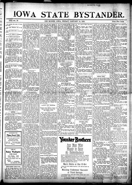 Iowa state bystander. volume 22, number 30, January 14, 1916