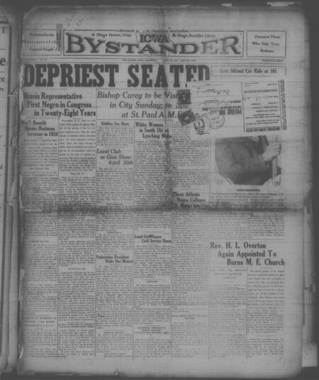 Iowa bystander. volume 37, number 20, April 20, 1929