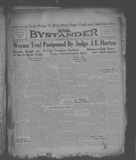 Iowa bystander. volume 39, number 45, April 21, 1933